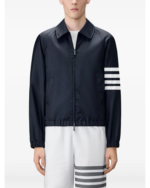 Thom Browne Blue Shiny Ripstop 4-Bar Track Jacket for men