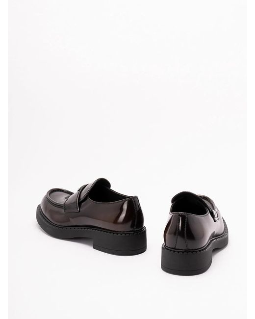 Prada Black 'Chocolate' Brushed Leather Loafers for men