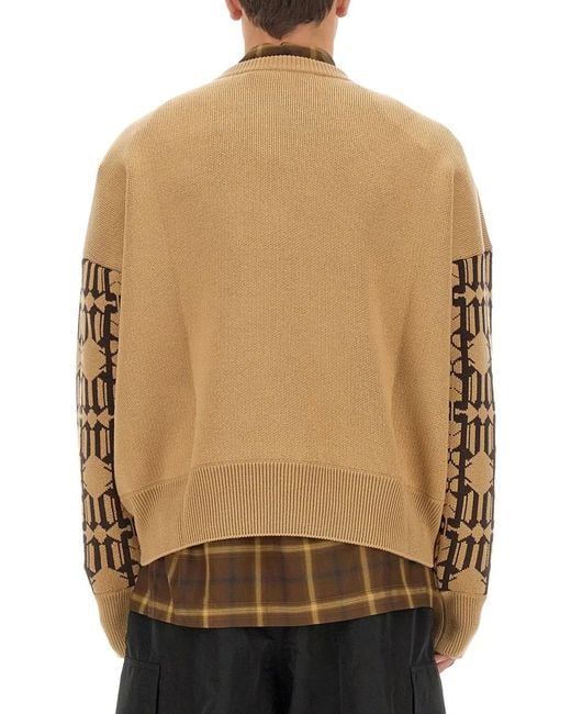 Palm Angels Natural Jacquard Sweater for men