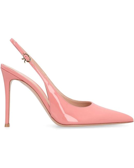 Gianvito Rossi Pink Patent Leather Slingback Pumps