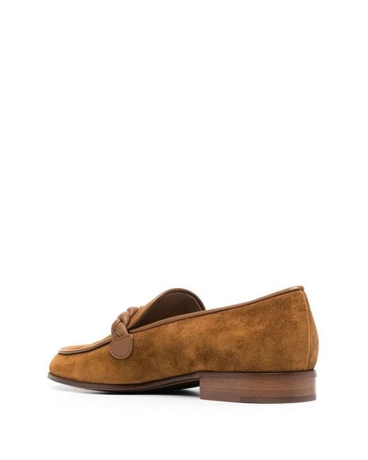 Gianvito Rossi Brown Luxurious Braided Suede Loafers for men