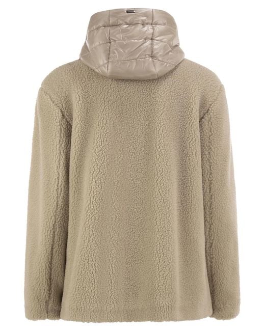 Herno Natural Teddy Jacket With Padded Hood