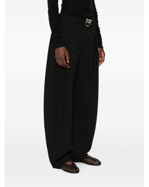 Pinko Black Polyester Viscose Trousers