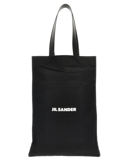 Jil Sander Black 'Flat Shopper' Large Shopping Bag