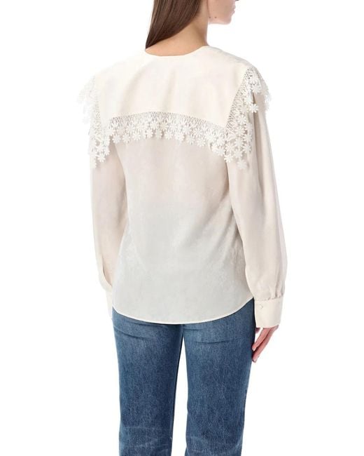 Chloé White Blouse With A Maxi Collar