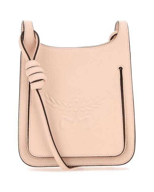 MCM Pink Pastel Leather Mini Himmel Hobo Crossbody Bag
