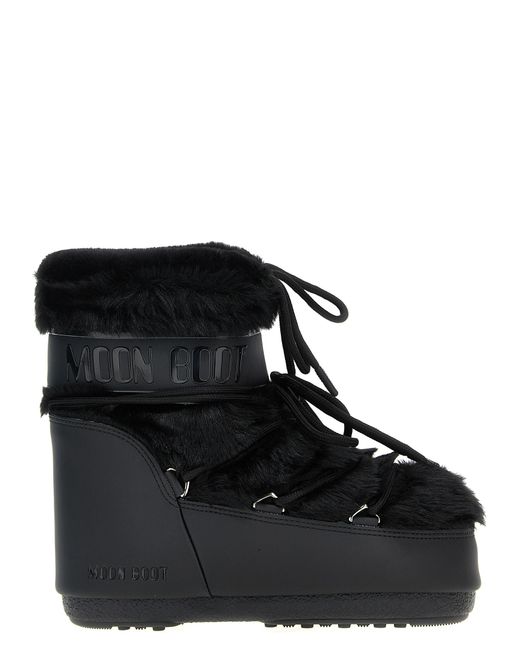 Moon Boot Black 'Ltrack Tube Faux Fur' Ankle Boots