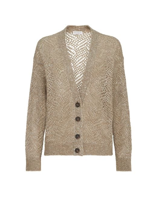 Brunello Cucinelli Natural Openwork Mohair Cardigan