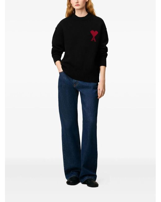 AMI Black Wool Ami De Coeur Sweater for men