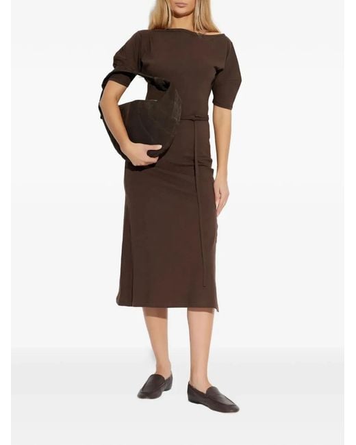 Lemaire Brown Cotton And Linen Midi Dress