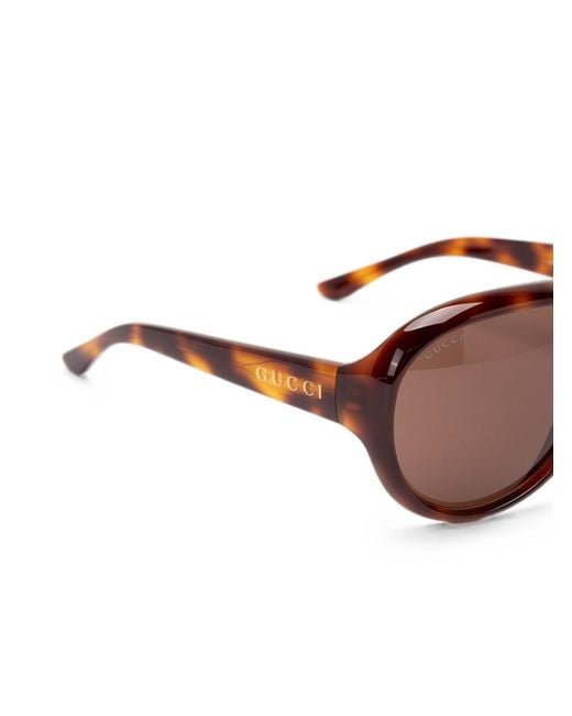 Gucci Brown Acetate Oval Sunglasses