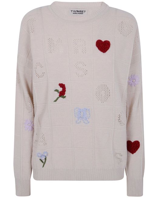 Twinset Multicolor Oversize Round Neck Sweater