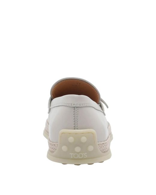 Tod's White Leather Loafers