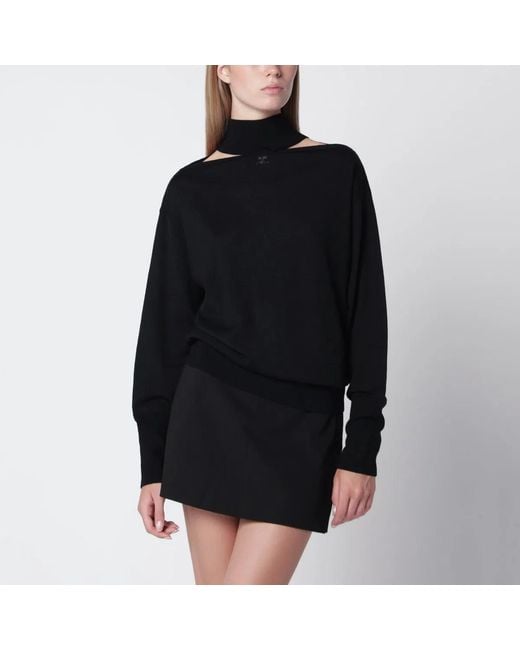 Courreges Black Courrèges Merino Wool Turtleneck Sweater