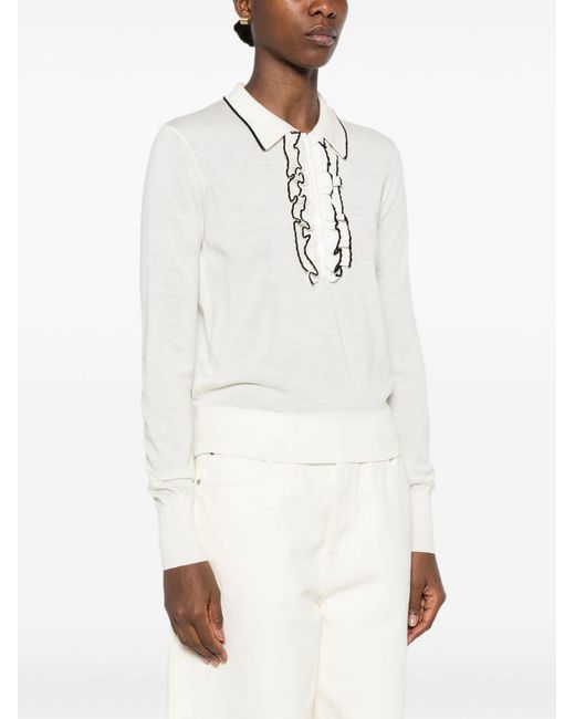 Forte_forte White Wool Polo Shirt