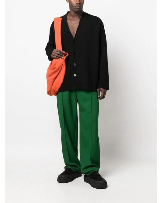 Jil Sander Black Oversized Boxy Wool Cotton Cardigan for men