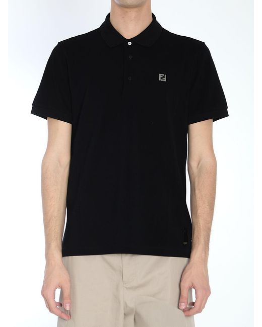 Fendi Black Polo With Logo for men