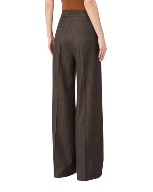 Max Mara Brown Denim-Look Wool Trousers