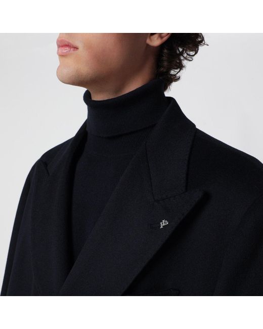 Tagliatore Black Doublebreasted Wool Coat for men