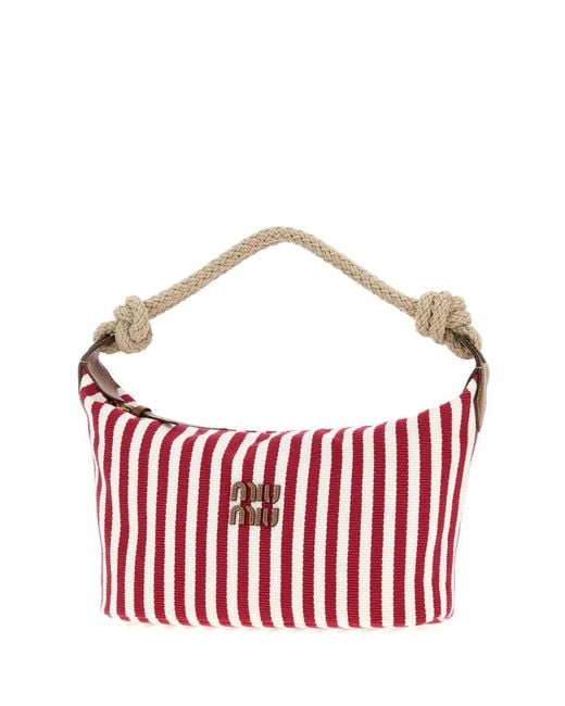 Miu Miu Embroidered Canvas Shopping Bag