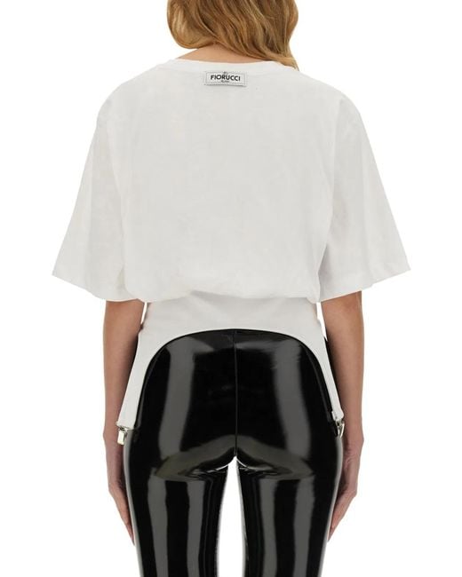 Fiorucci White T-Shirt With Suspenders
