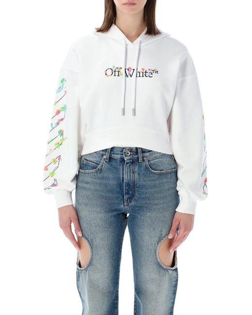 Off-White c/o Virgil Abloh Blue Flower Cropped Hoodie