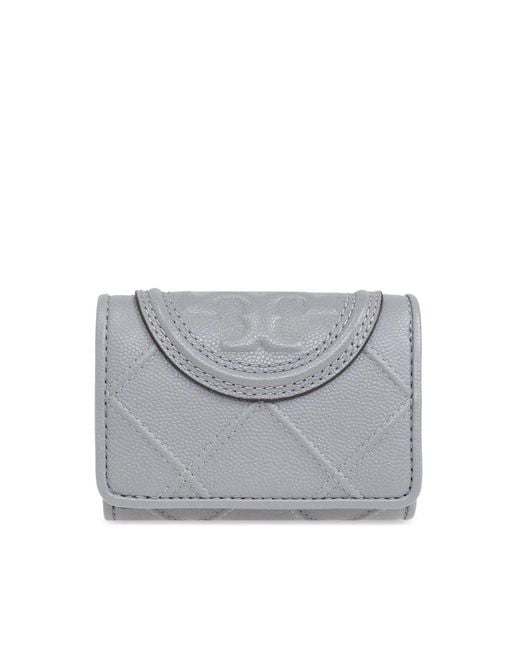 Tory Burch Gray Fleming Soft Logo Wallet