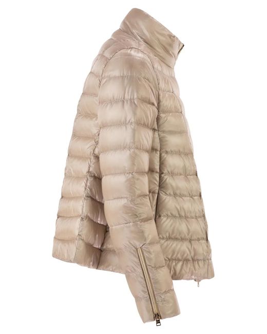 Herno Natural Ultra-Light Satin Down Jacket With Flared Back