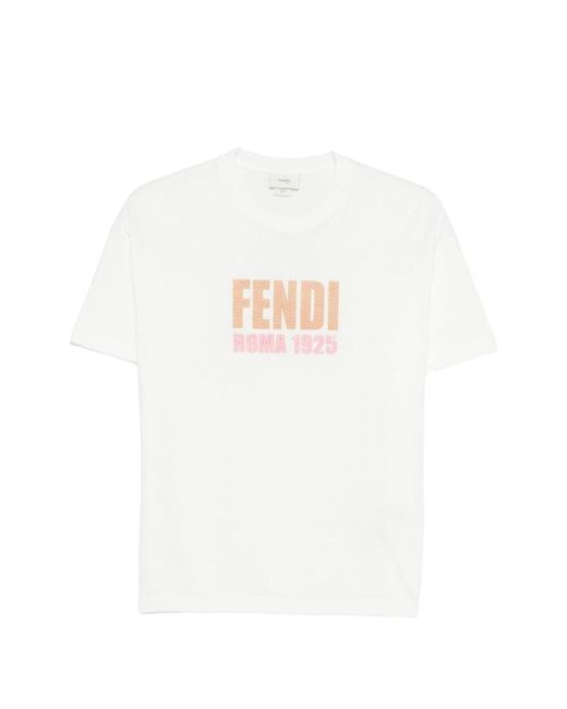 Fendi White T-Shirt With Logo