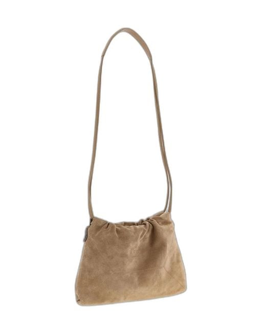 Brunello Cucinelli White Suede Shoulder Bag