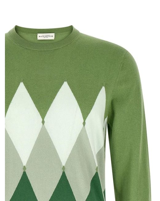 Ballantyne Green Argyle Sweater for men