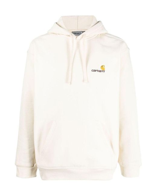 Carhartt White Logo Cotton Hoodie for men
