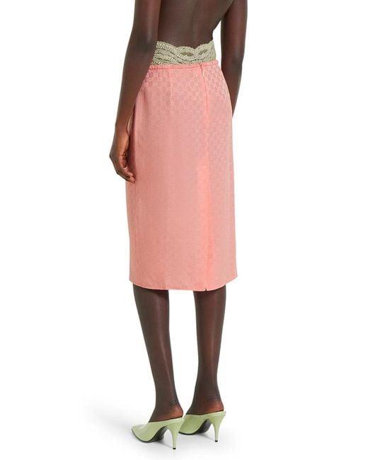 Gucci Pink Gg Jacquard Silk Skirt