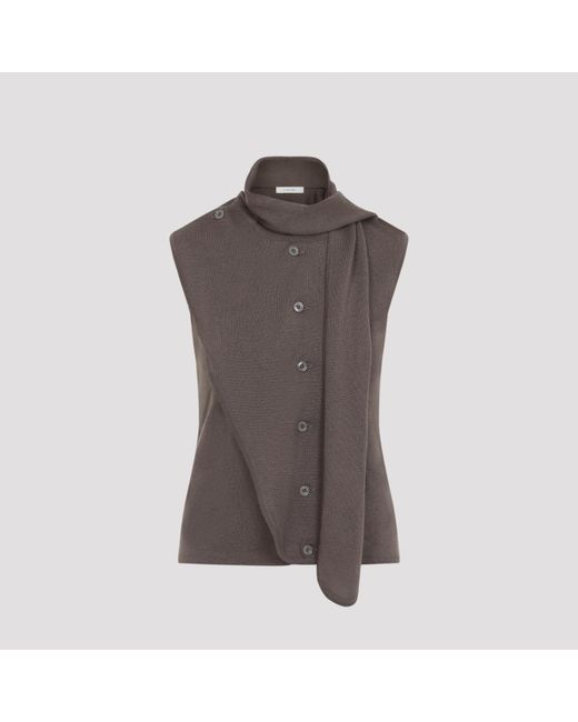 Lemaire Brown Shitake Asymmetrical Vest