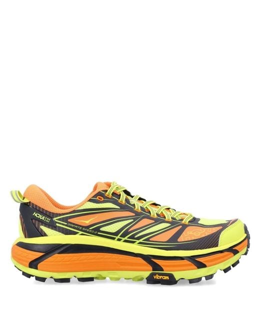 Hoka One One Yellow Thermoplastic Polyurethane Polyester Rubber Fabric Sneakers for men