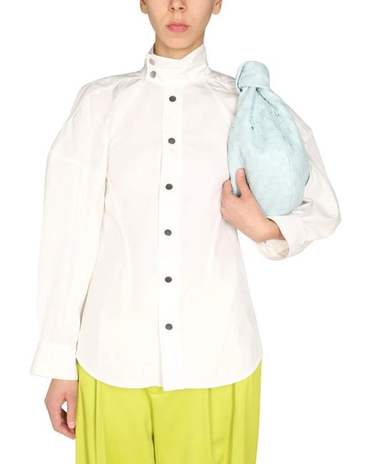 Bottega Veneta Natural Relaxed Fit High Neck Shirt