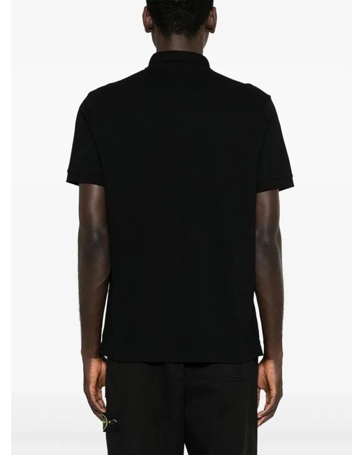 Stone Island Black Regular Fit Short-Sleeved Polo Shirt With Compass Patch for men