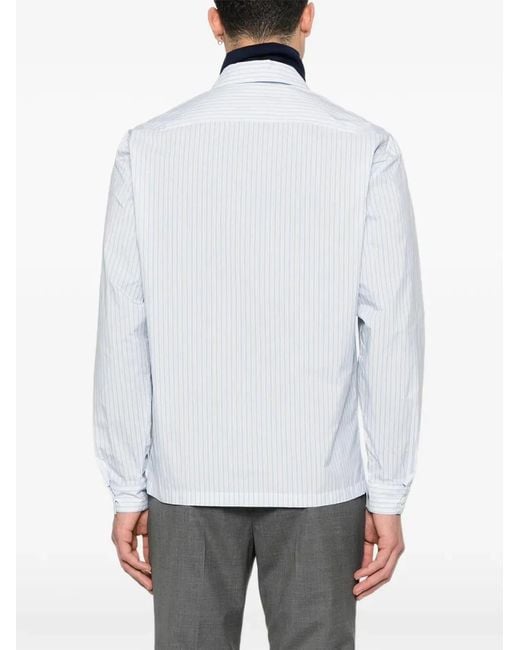 Prada White Striped Shirt With Full Zip for men