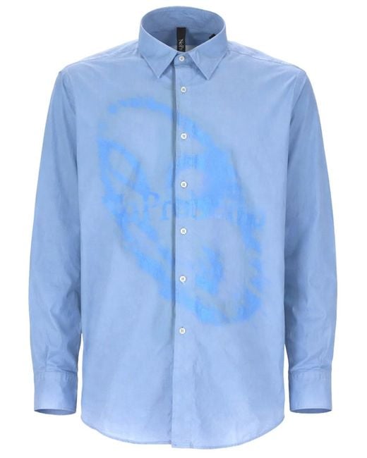 No Problemo Blue Camicia Con Stampa Logo for men