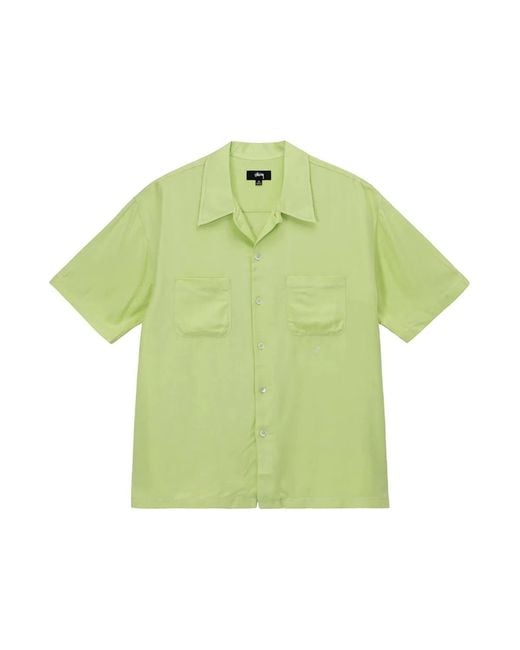 Stussy Green Stussy Contrast Pick Stitched Shirt for men