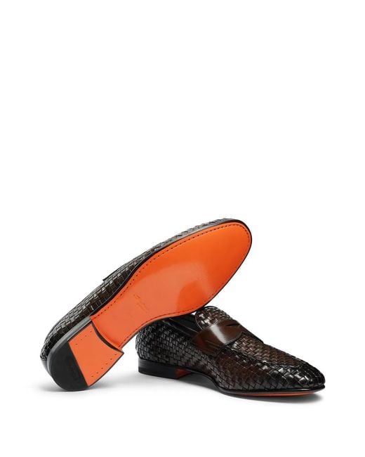Santoni White Dark Moccasin for men
