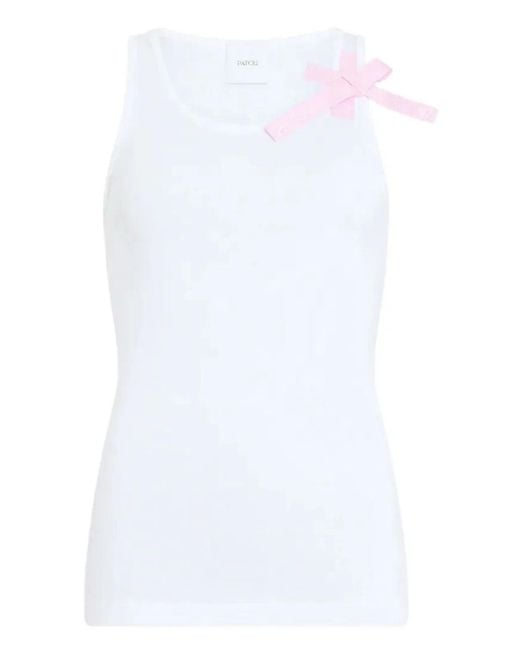 Patou White Bow-Detail Cotton Tank Top