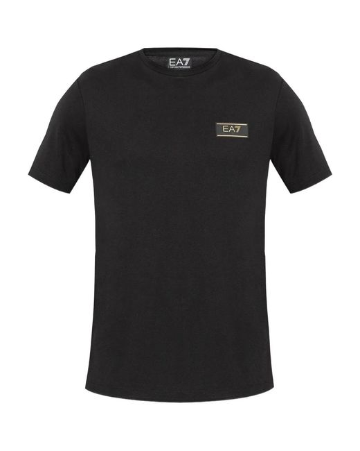 EA7 Black Logo-Patch T-Shirt for men