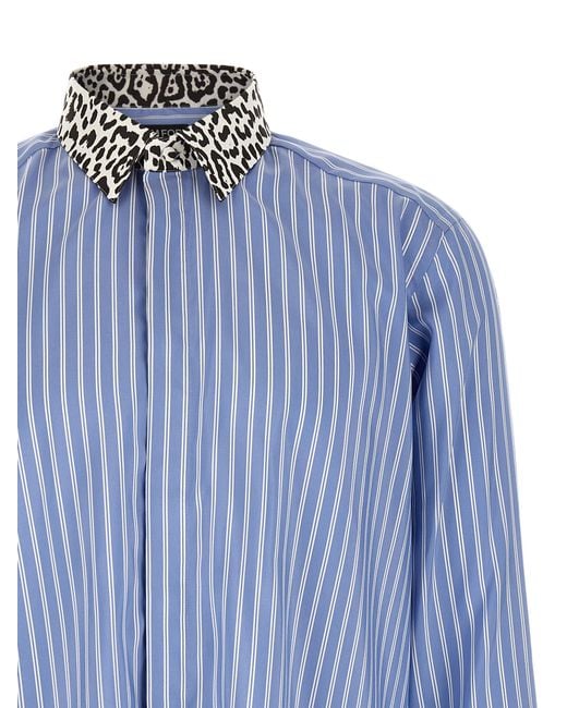 Tom Ford Blue Animal Print Collar Shirt for men