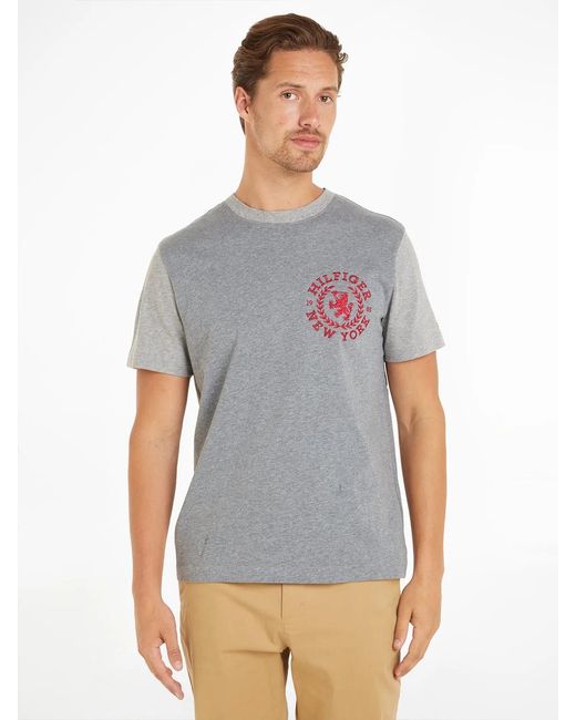 Tommy Hilfiger Gray Jersey T-Shirt With Emblem for men