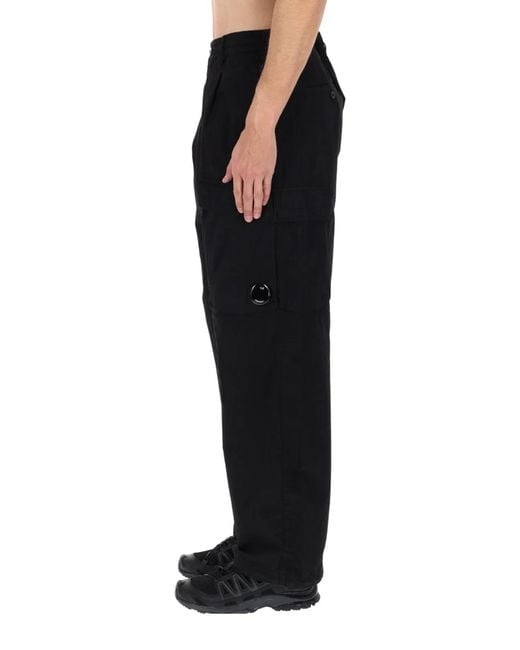 C P Company Blue Pantalone Cargo Con Patch Logo for men