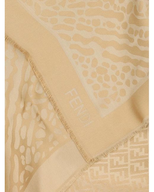 Fendi Natural Silk Blend Squared Scarf