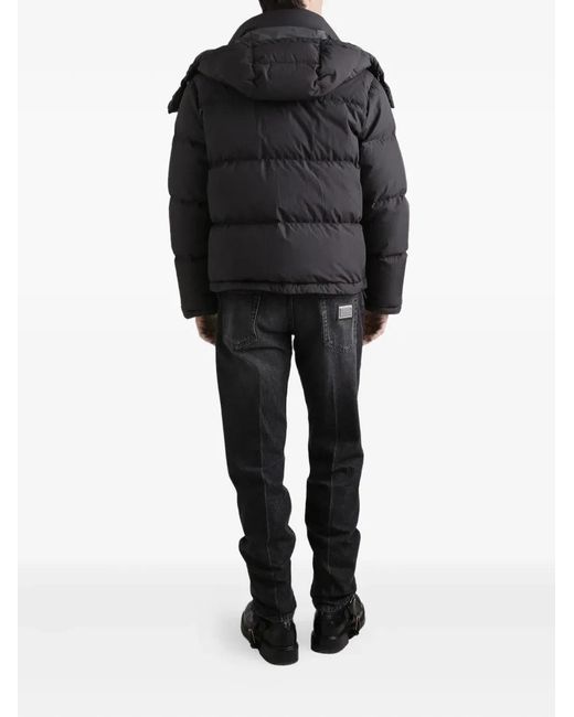 Dolce & Gabbana Black Dolce & Gabbana Slate Nylon Blend Down Jacket for men