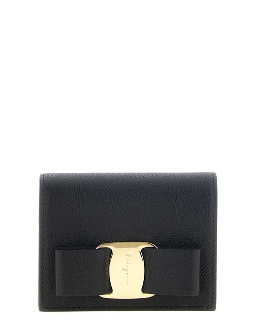Ferragamo Black 'Vara Bow' Wallet