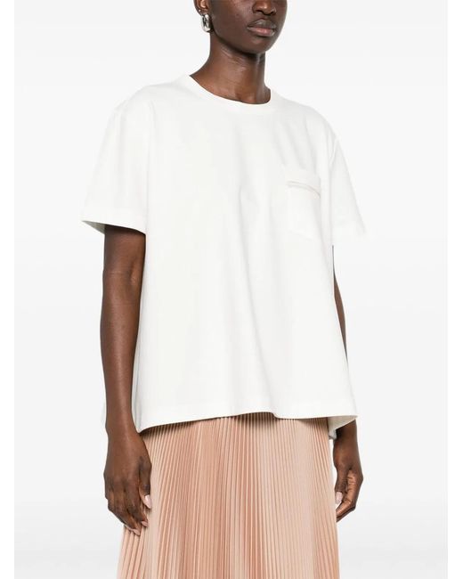 Fabiana Filippi White Viscose Polyamide Elastane T-Shirt